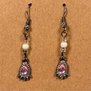 Women’s Elegant Pink and Silver Teardrop Earrings